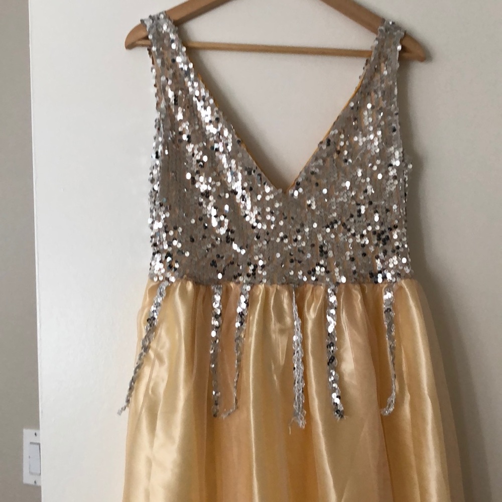 Beautiful, Silver-Sequinned Pregnancy Gown Dress